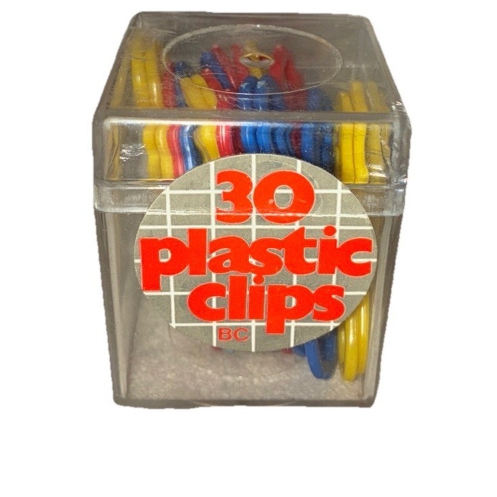 Vintage‎ Paper Clips Plastic 2" Red Yellow Blue 18 Pc Only Incomplete